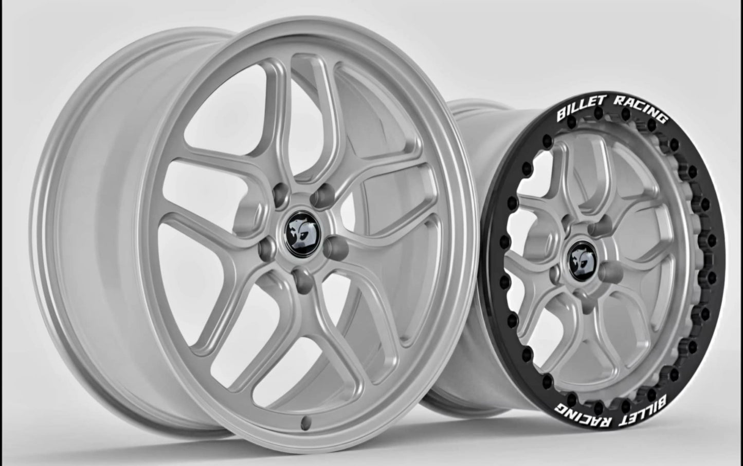 SET - Billet Racing - Front runners and matching beadlock rears - Silver