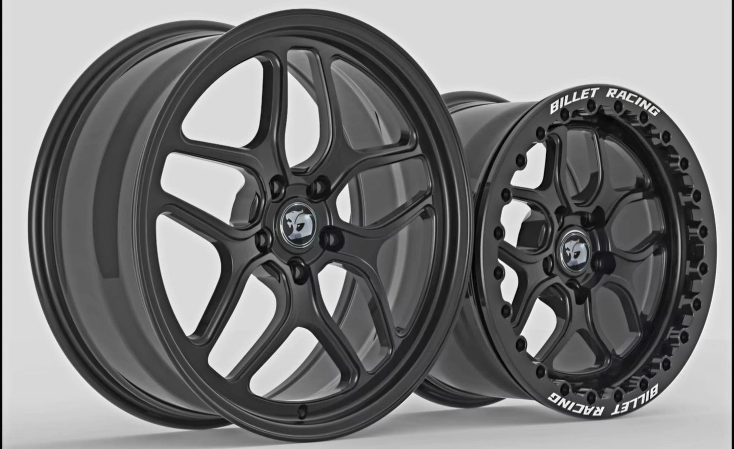 SET - Billet Racing - Front runners and matching beadlock rears - Gloss Black