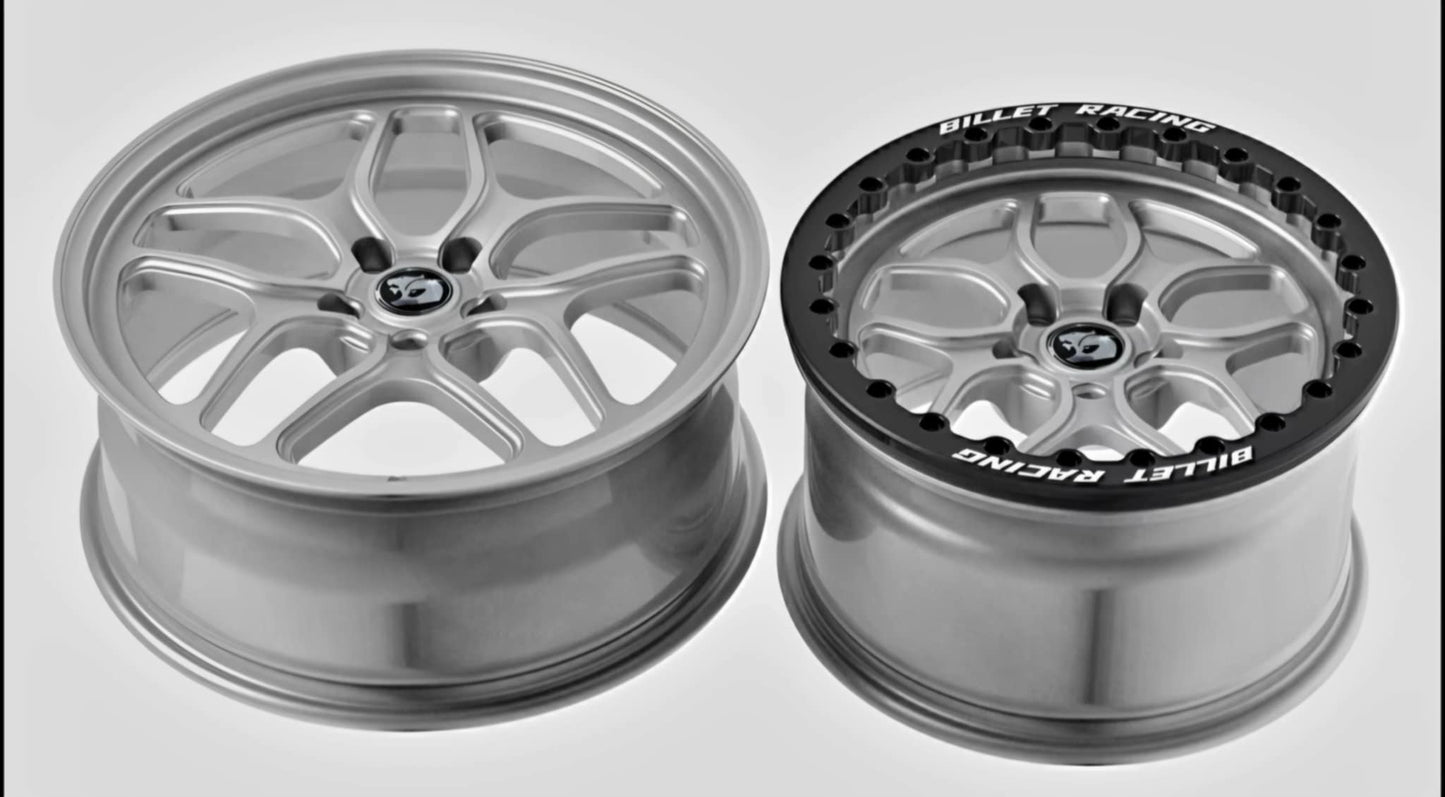 SET - Billet Racing - Front runners and matching beadlock rears - Silver