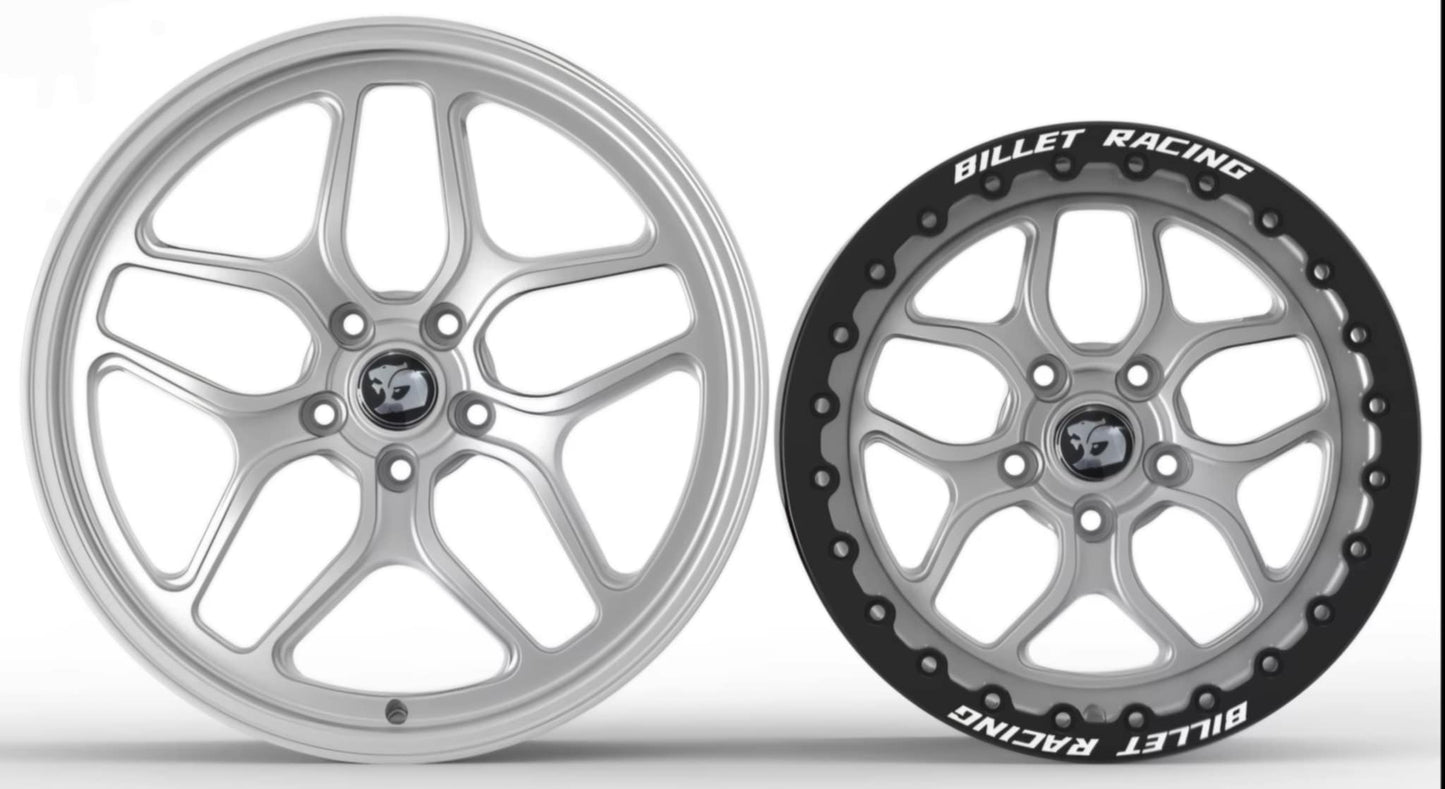SET - Billet Racing - Front runners and matching beadlock rears - Silver
