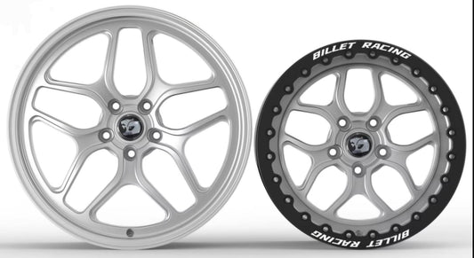 SET - Billet Racing - Front runners and matching beadlock rears - Silver