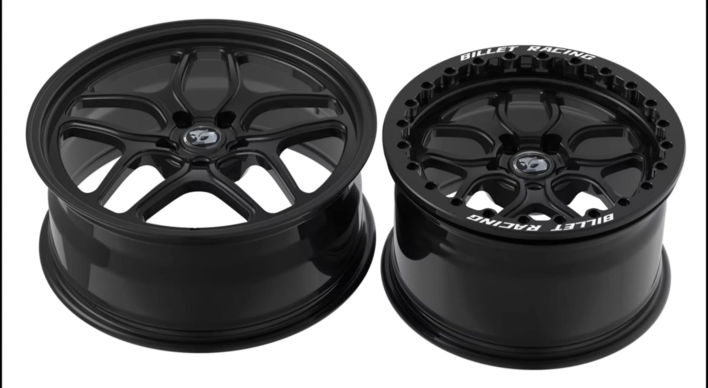 SET - Billet Racing - Front runners and matching beadlock rears - Gloss Black