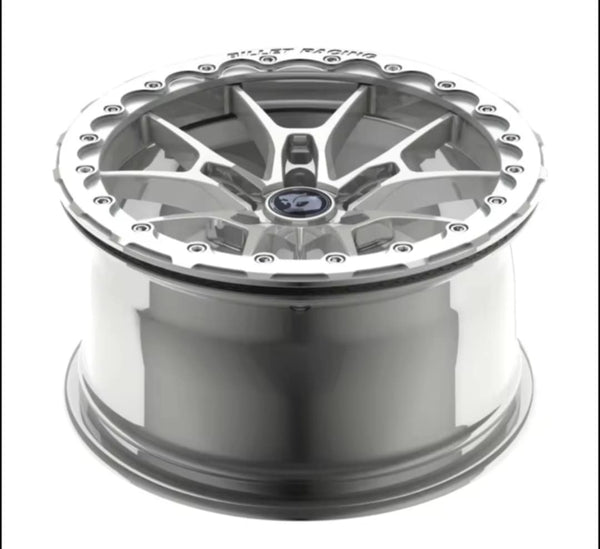 15x8" Billet Racing Series Beadlock Wheel - Hyper Silver Finish