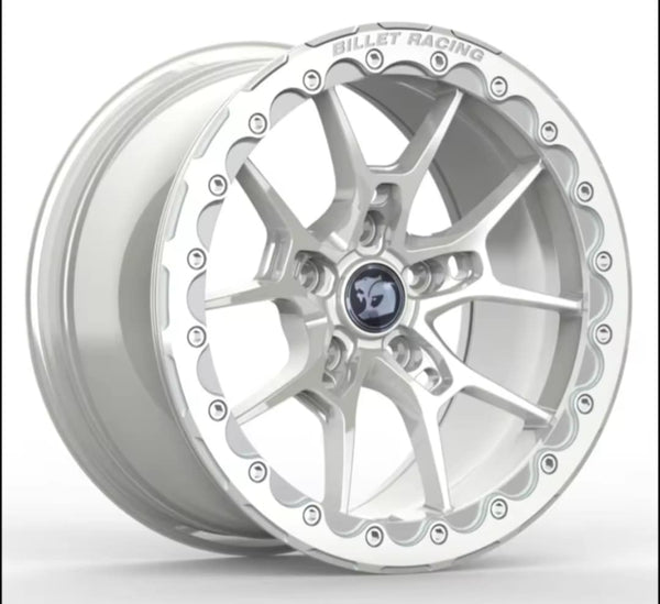 15x8" Billet Racing Series Beadlock Wheel - Hyper Silver Finish